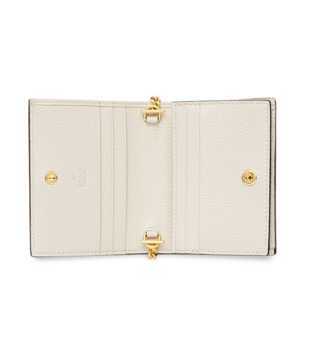 Gucci Zumi Horse-bit Card Case on a Chain in Mystic White