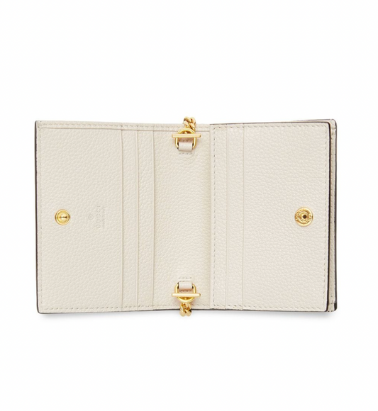 Gucci Zumi Horse-bit Card Case on a Chain in Mystic White