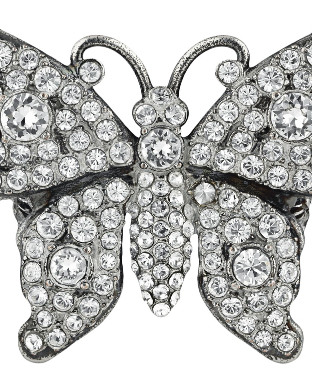 Gucci Crystal Embellished Butterfly Motif Ring in Silver