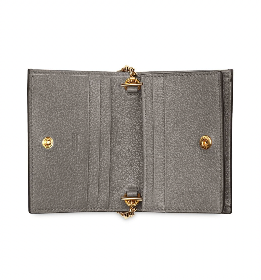 Gucci Zumi Horse-bit Card Case on a Chain in Graphite
