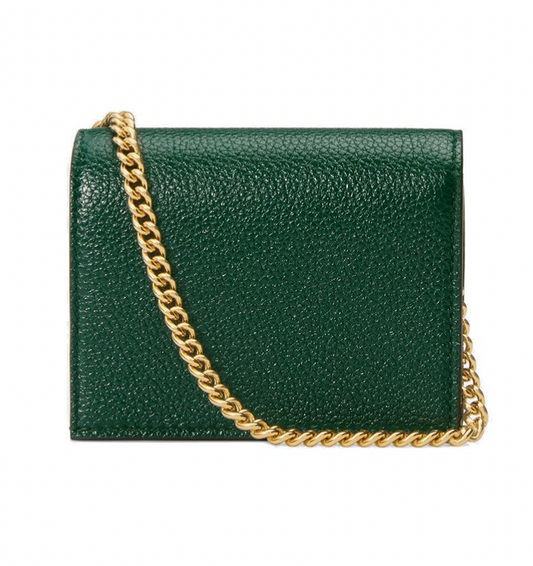 Gucci Zumi Horse-bit Card Case on a Chain in Green