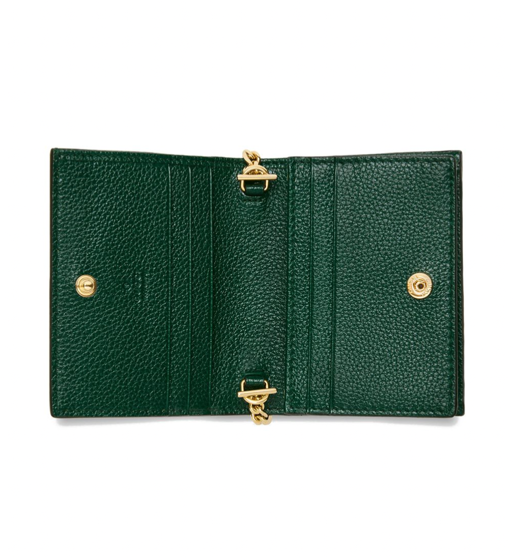 Gucci Zumi Horse-bit Card Case on a Chain in Green