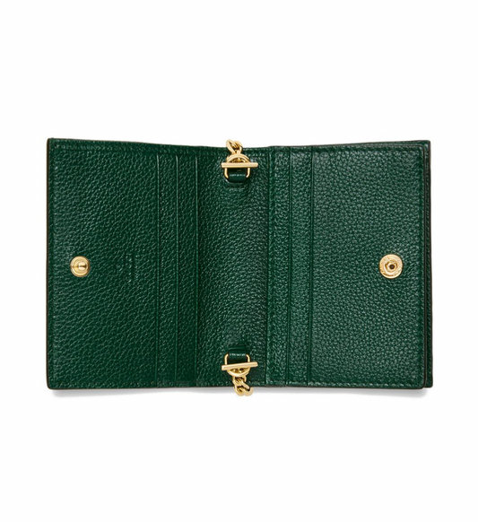 Gucci Zumi Horse-bit Card Case on a Chain in Green