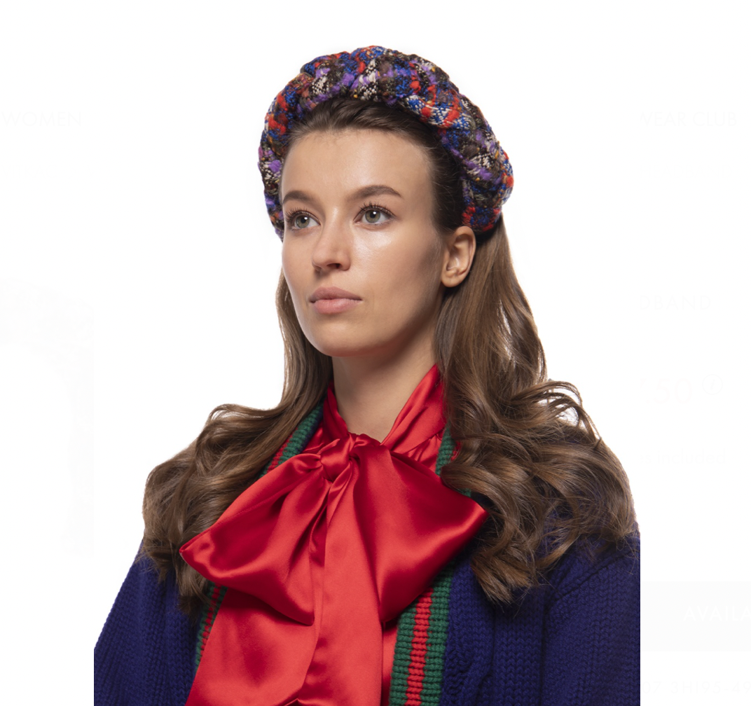 Gucci Armonia Tweed Braided Headband in Purple Multicolor