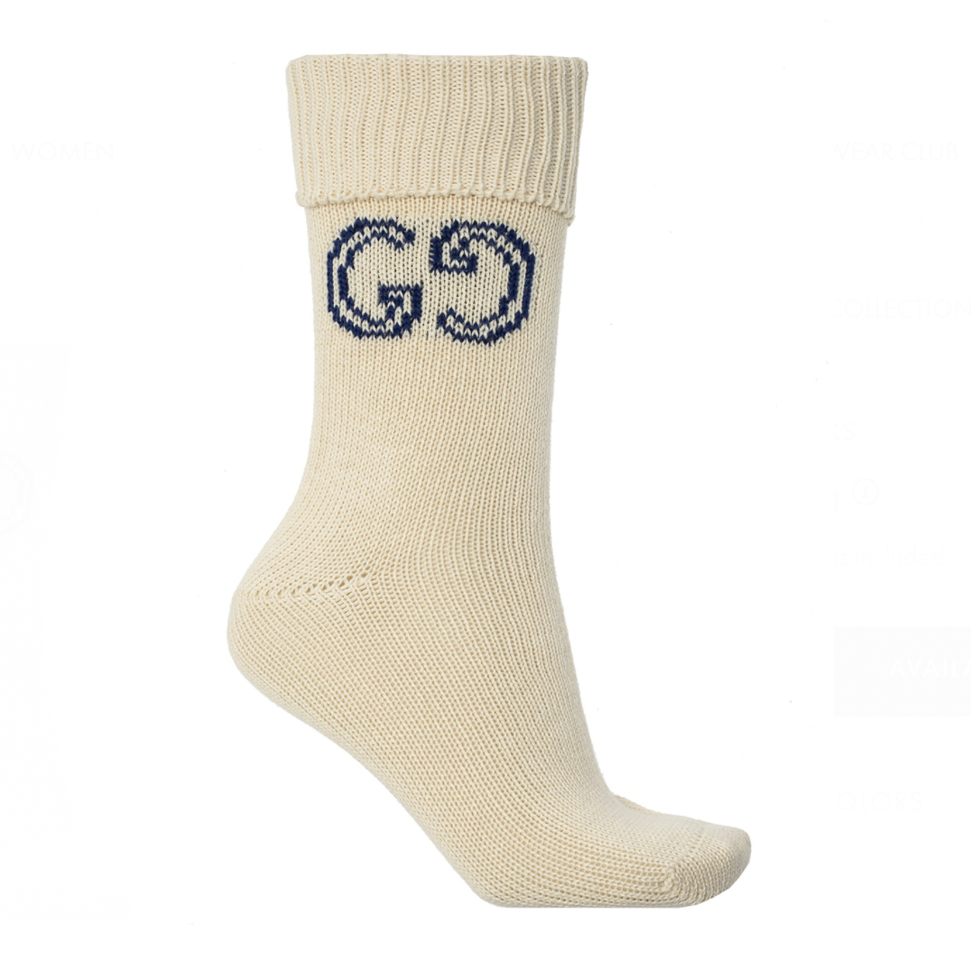 Gucci GG Logo Lit Circus Knit Socks in Ivory