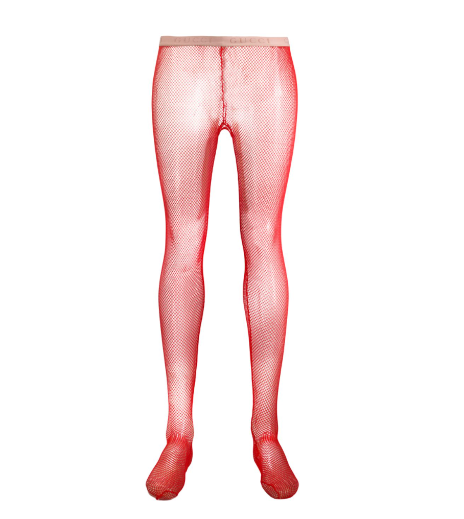 Gucci Nettina Fishnet Tights in Washed Rose Red