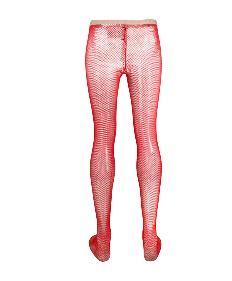 Gucci Nettina Fishnet Tights in Washed Rose Red