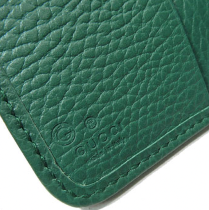 Gucci Original GG Canvas French Wallet in Beige and Emerald Green
