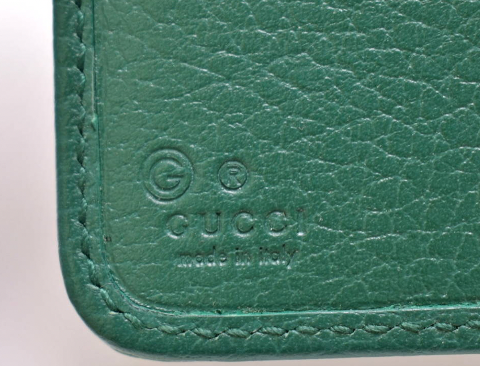 Gucci Original GG Canvas French Wallet in Beige and Emerald Green