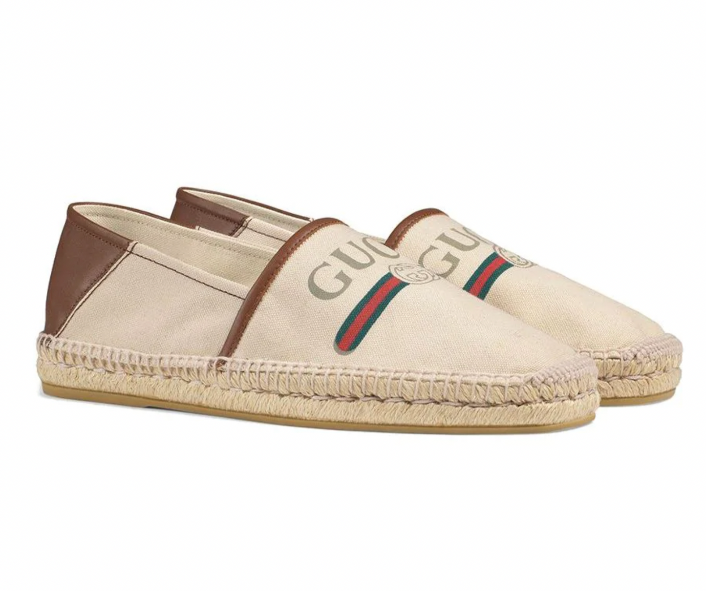 Gucci Logo Canvas Espadrilles in White