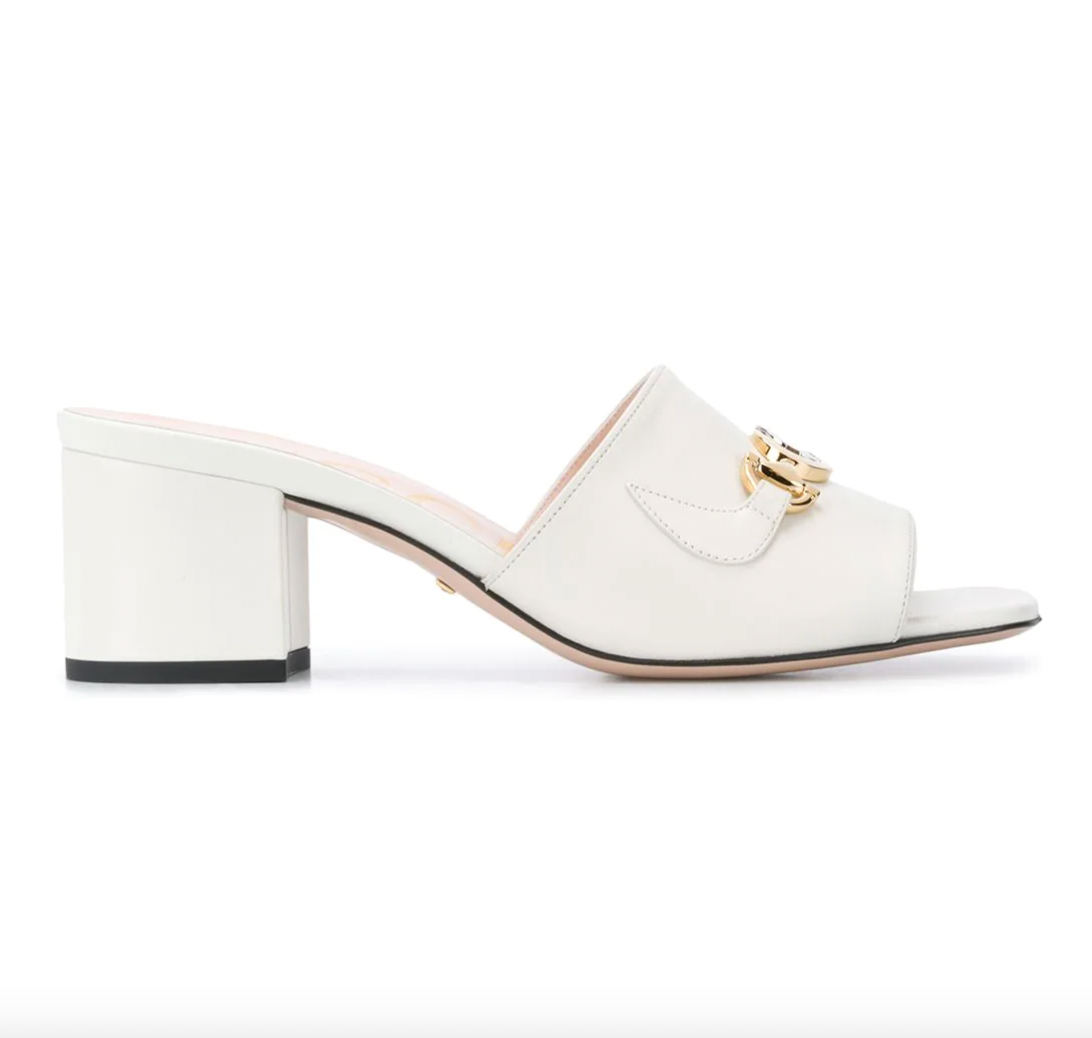 Gucci Horse-bit Detail Square Toe Sandals in White