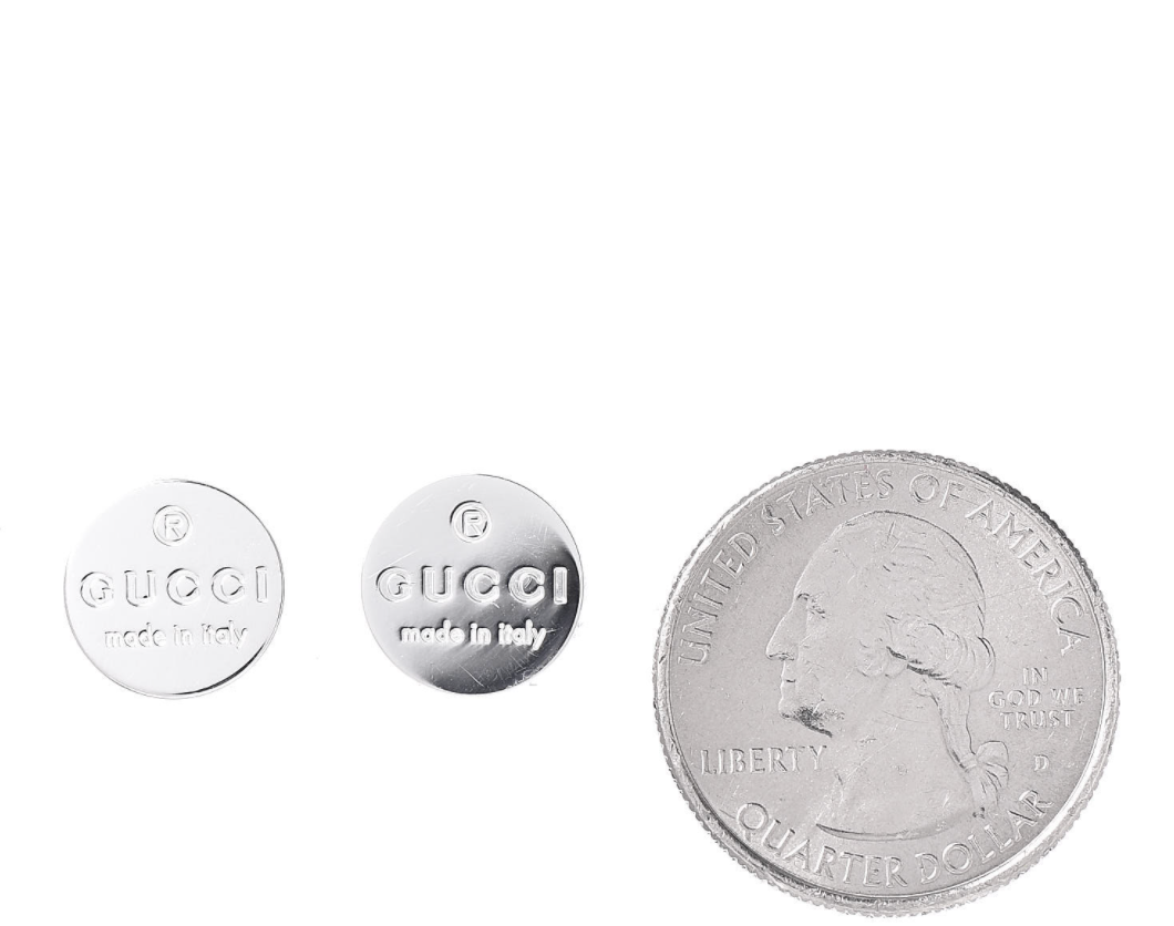 Gucci Logo Sterling Silver Round Stud Earrings