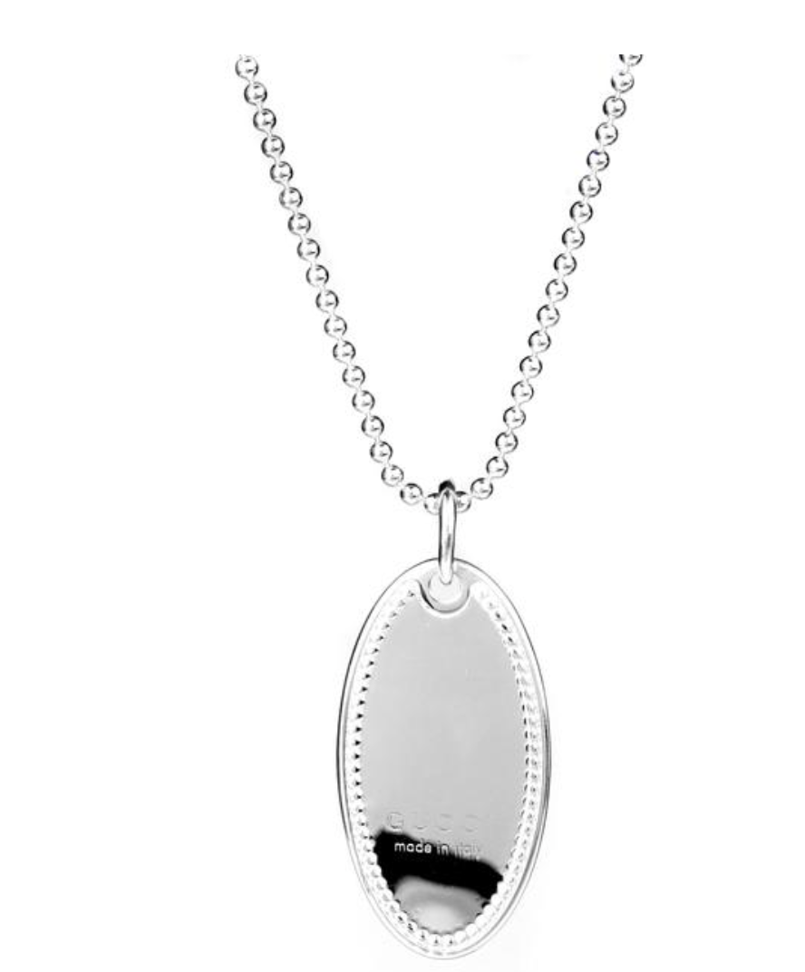 Gucci Sterling Silver Oval Charm Necklace