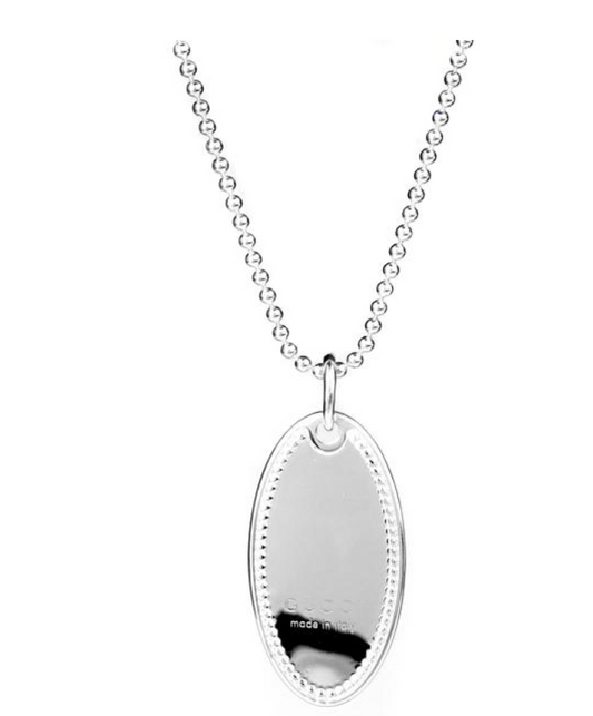 Gucci Sterling Silver Oval Charm Necklace
