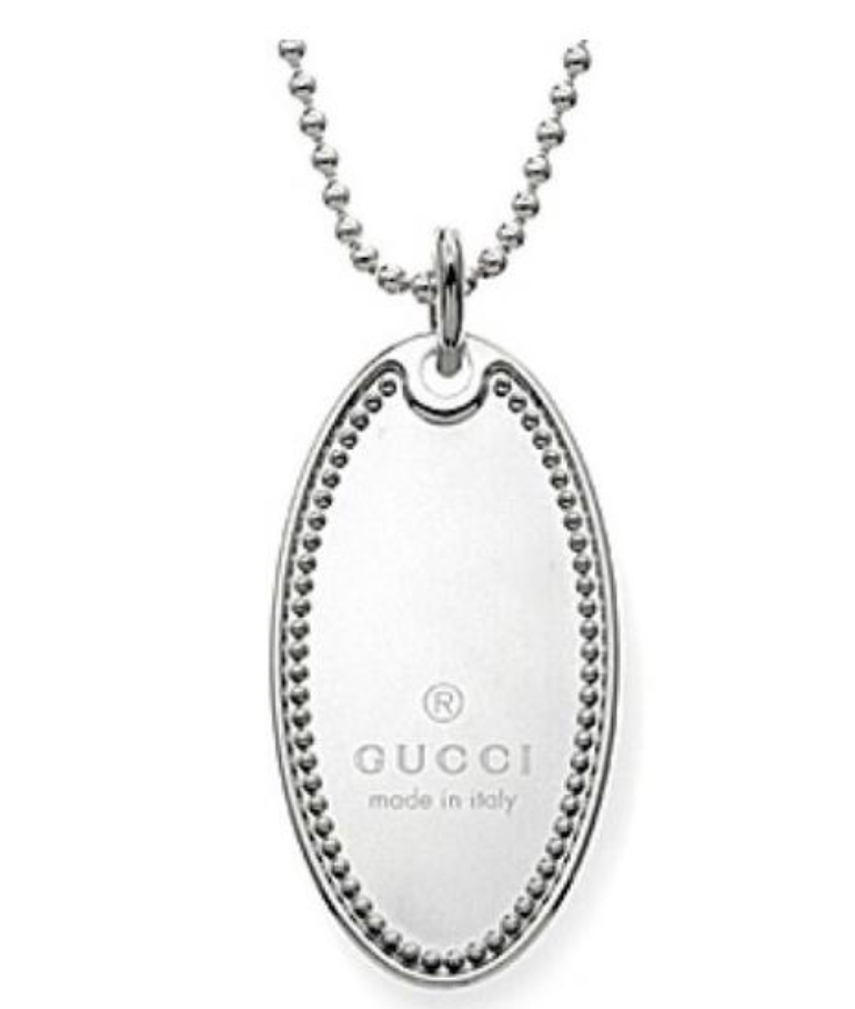 Gucci Sterling Silver Oval Charm Necklace