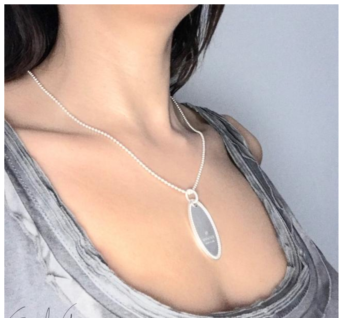 Gucci Sterling Silver Oval Charm Necklace