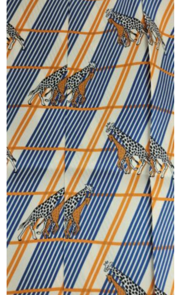 Gucci Silk Pleated Skirt with Giraffe and Pinstripes