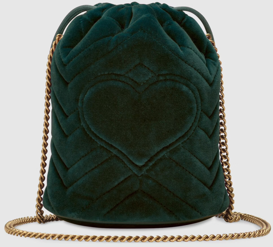 Gucci Marmont Interlocking GG Logo Mini Bucket Bag with Chain