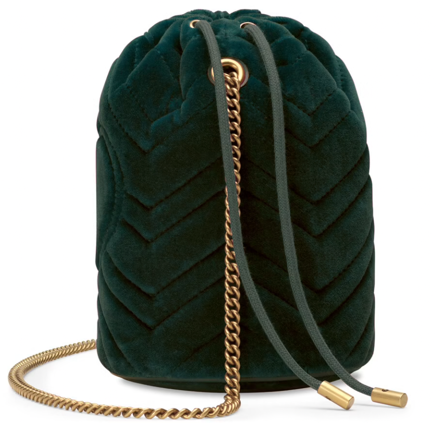Gucci Marmont Interlocking GG Logo Mini Bucket Bag with Chain
