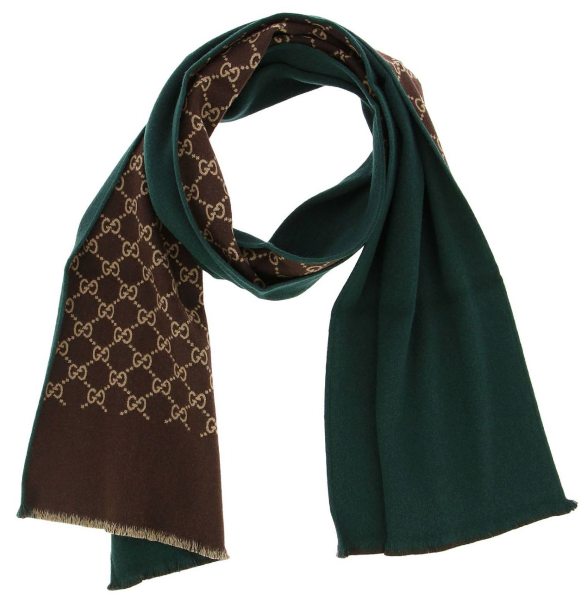 Gucci GG Reversible Wool Scarf in Green