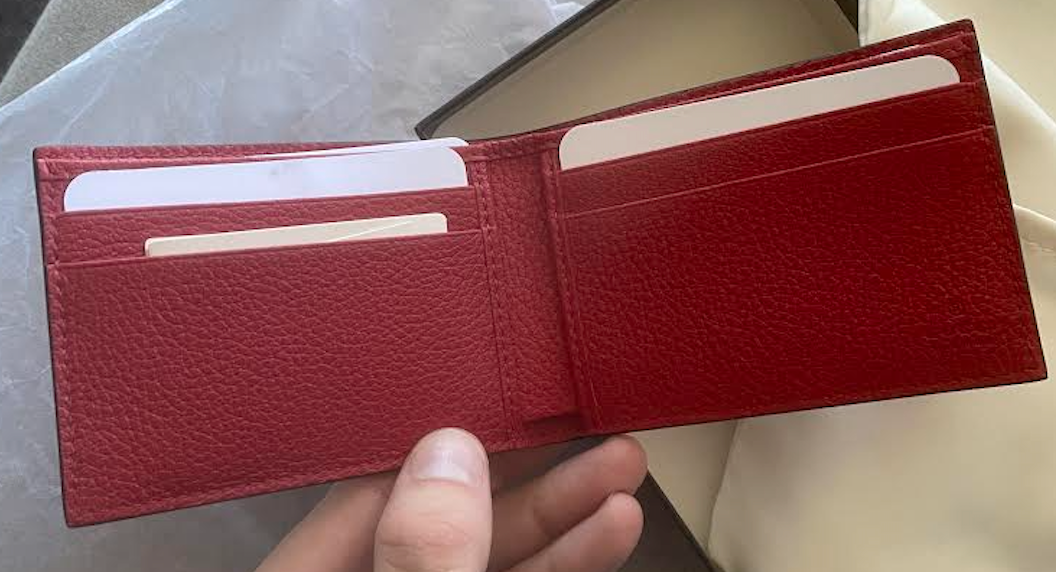 Gucci Print Leather Mini Bi-fold Wallet in Red