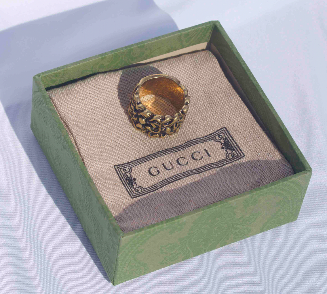 Gucci Lionhead Mane Ring in Antique Gold
