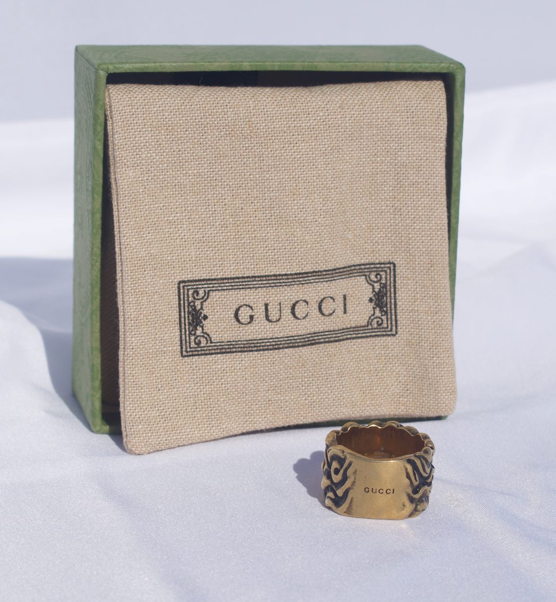 Gucci Lionhead Mane Ring in Antique Gold