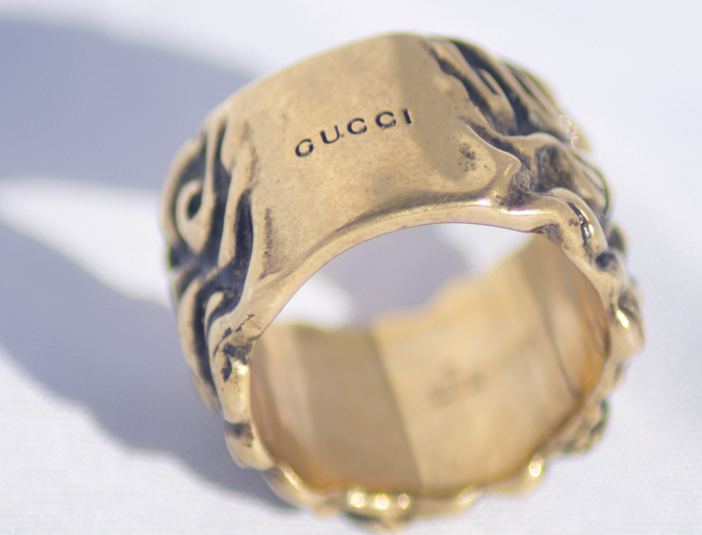 Gucci Lionhead Mane Ring in Antique Gold