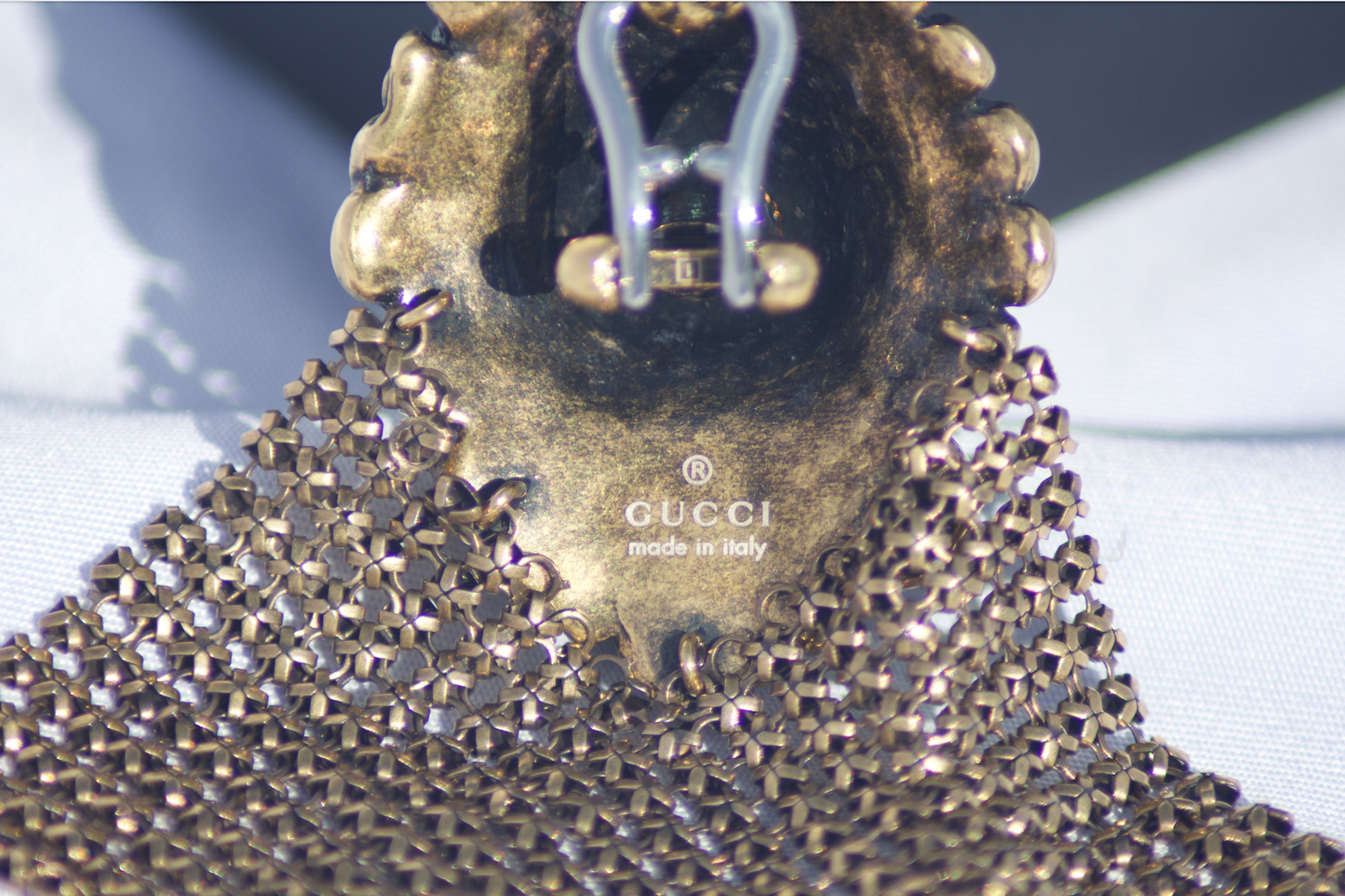 Gucci Lion Head Clip-on Earrings in Antique Gold