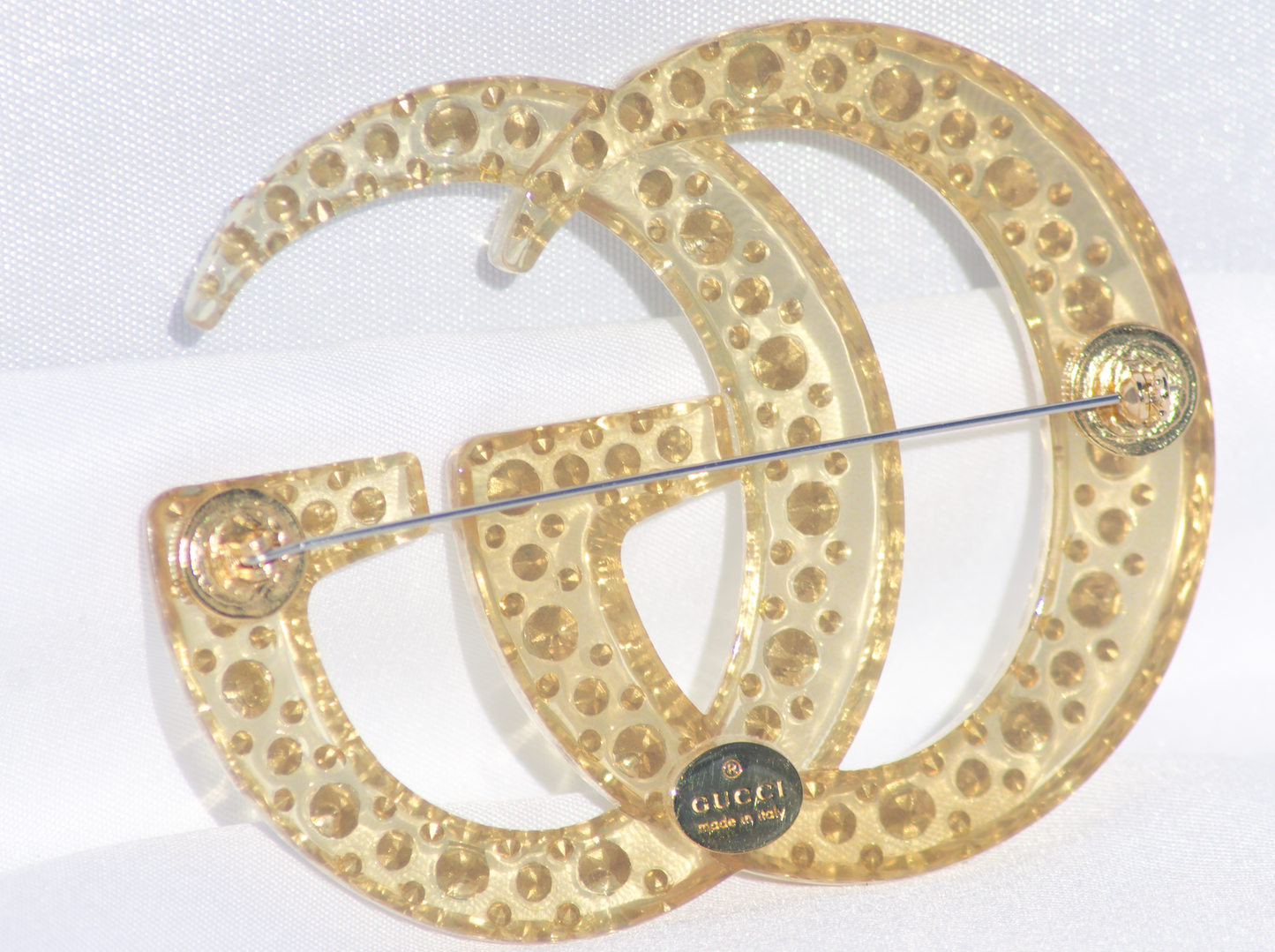 Gucci GG Resin Brooch with Crystals