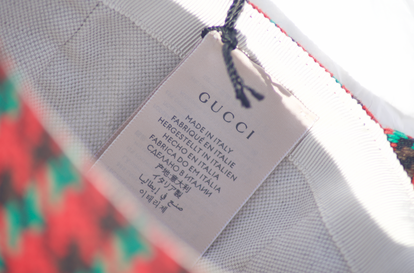Gucci Houndstooth Baseball Hat With Interlocking G In Red And Green