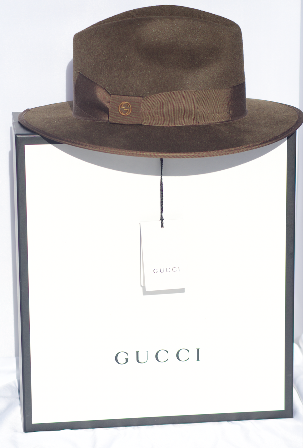 Gucci Felt Hat with GG Bow in Brown