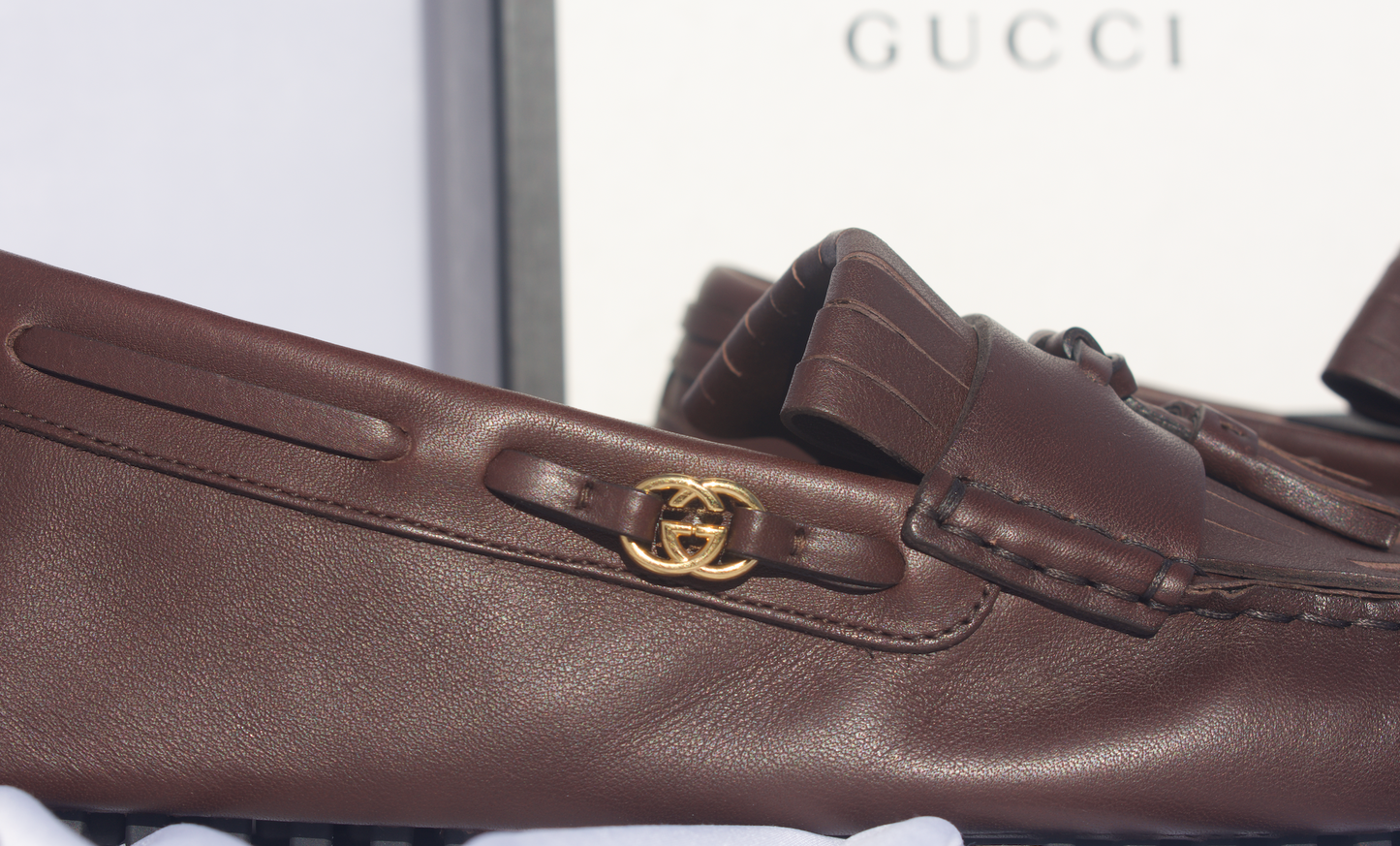 Gucci Men's Brown Driving Shoe with Tassel