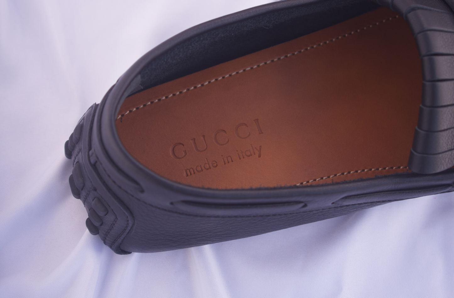 Gucci Men's Black Driving Shoe with Tassel