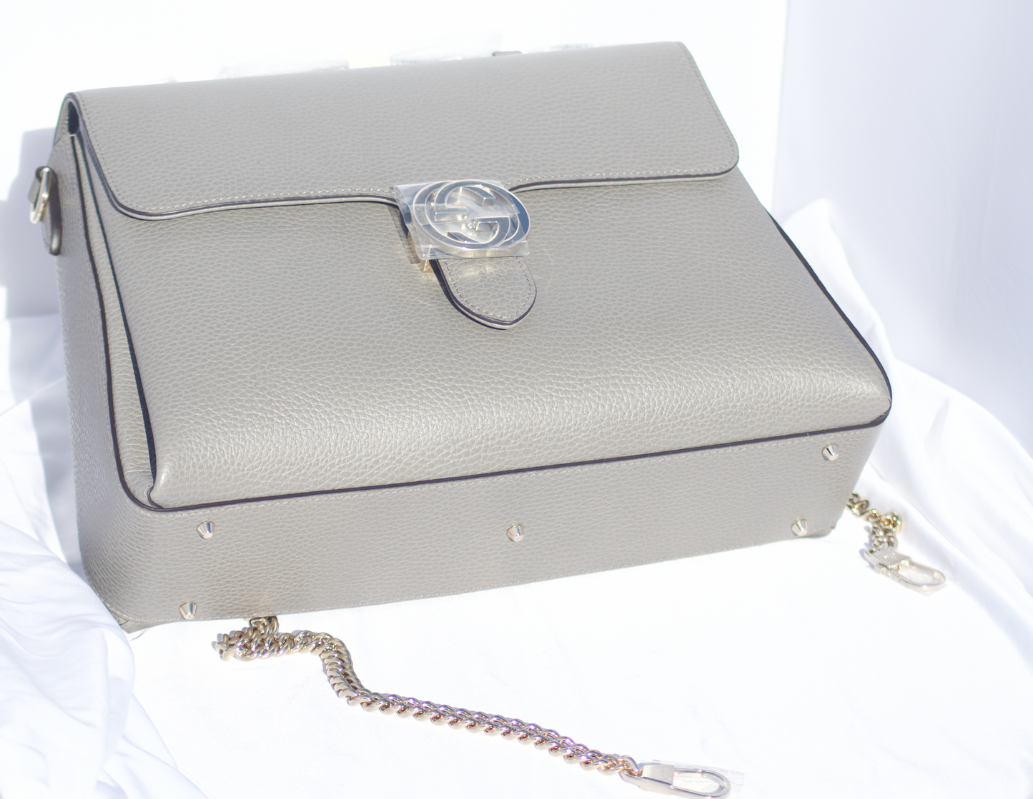 Gucci Large Top Handle Interlocking GG Crossbody in Gray