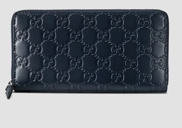 Gucci Signature Zip Around Wallet in Blue