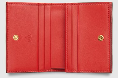 Gucci GG Supreme Monogram Apple Print Card Case Wallet in Tan