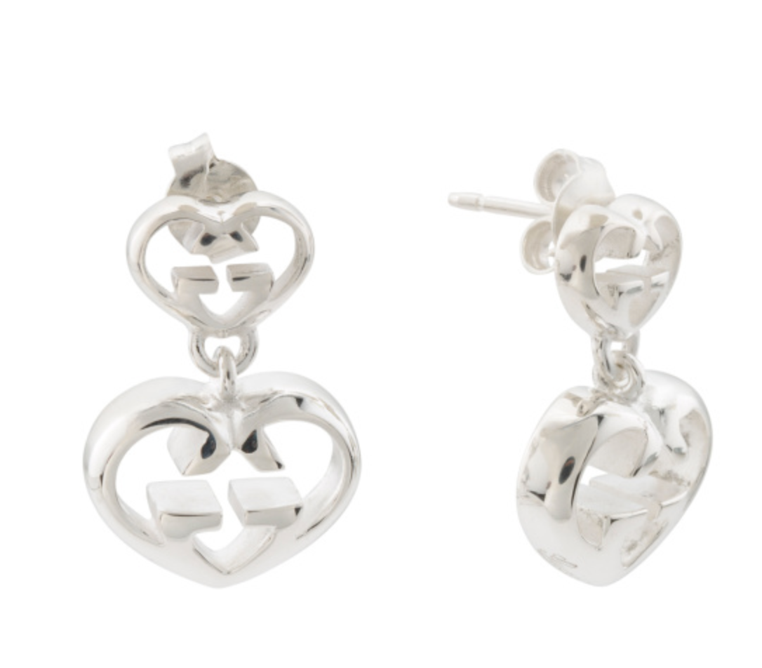 Gucci Love Britt G Heart Earrings in Silver