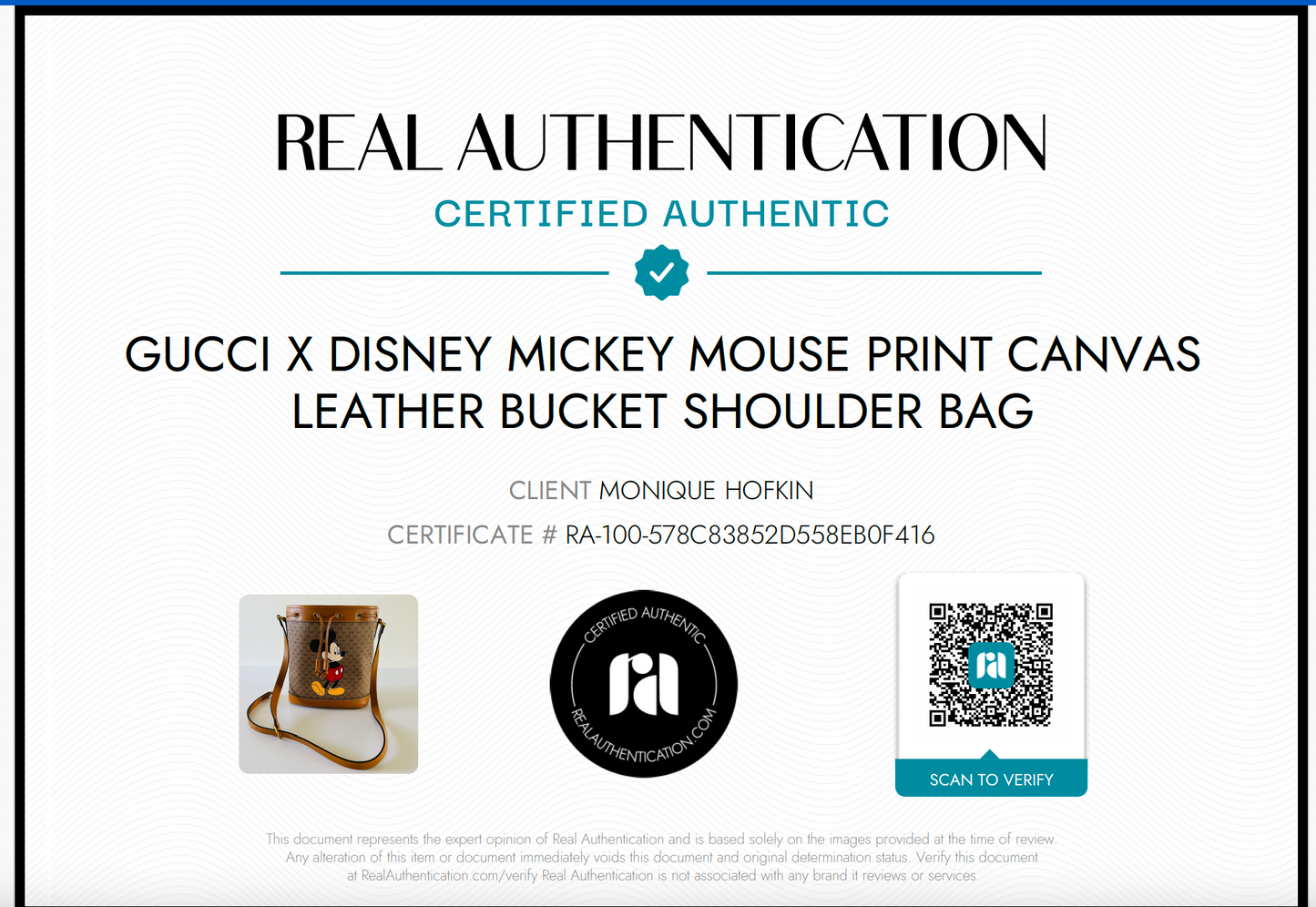 Gucci x Disney Mickey Mouse Print Canvas Leather Bucket Shoulder Bag