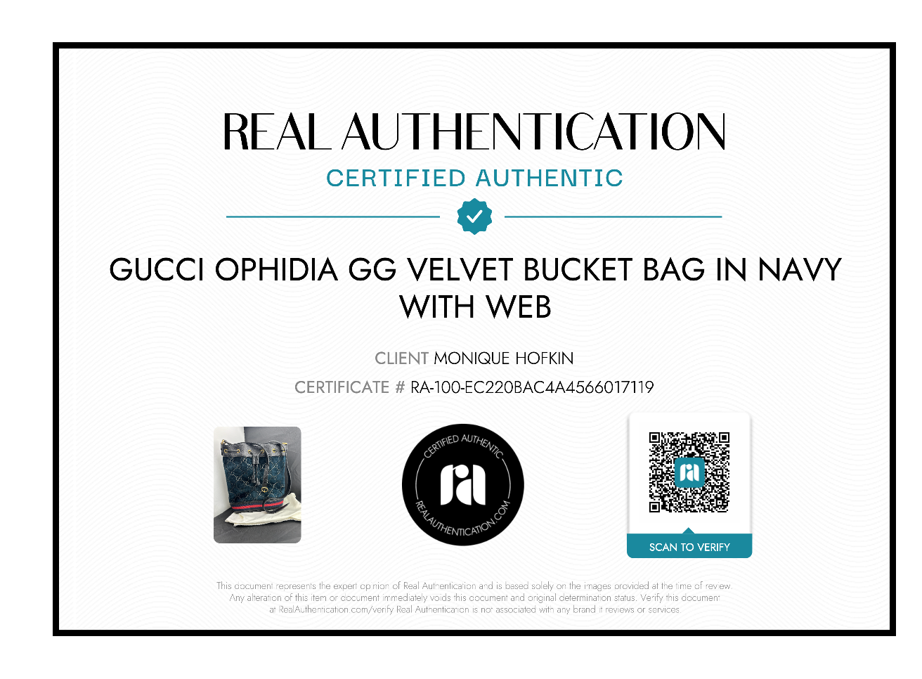 Gucci Ophidia GG Velvet Bucket Bag in Navy with Web