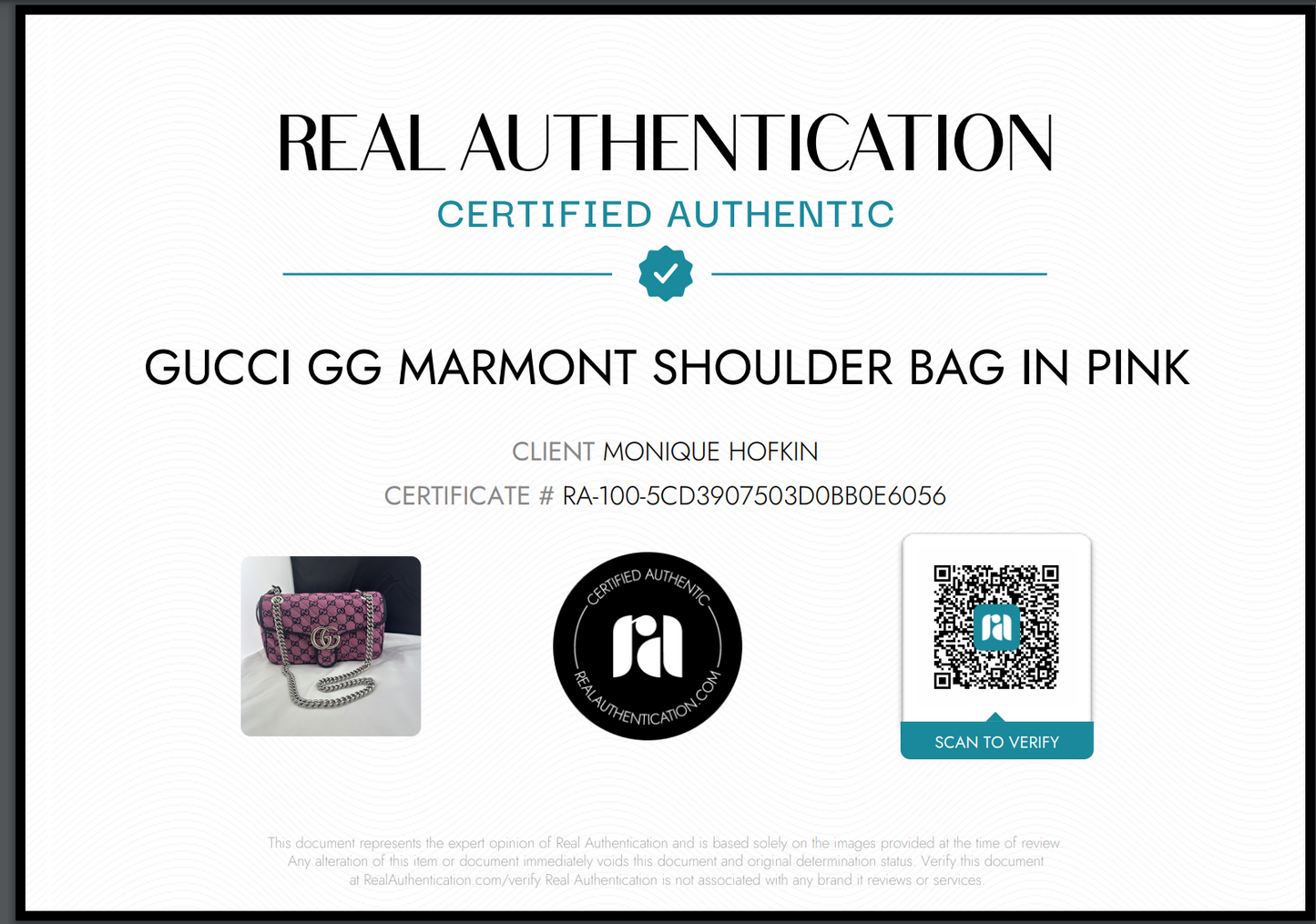 Gucci GG Marmont Shoulder Bag in Pink with Real ation Certificate