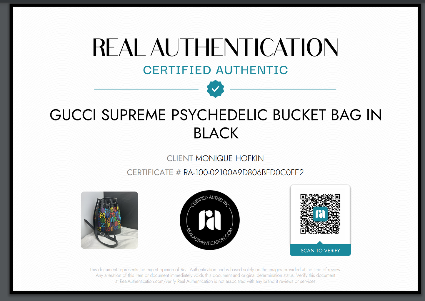 Gucci Supreme Psychedelic Bucket Bag in Black