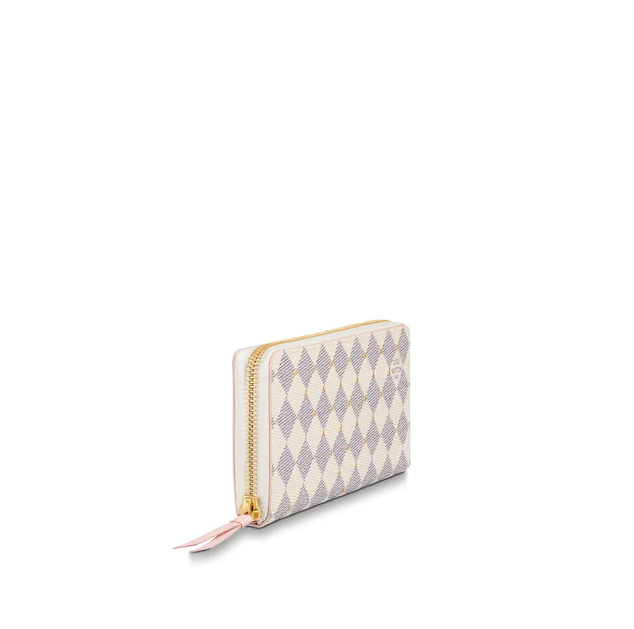 Louis Vuitton Clemence Wallet Damier Azur Canvas Rose Ballerine