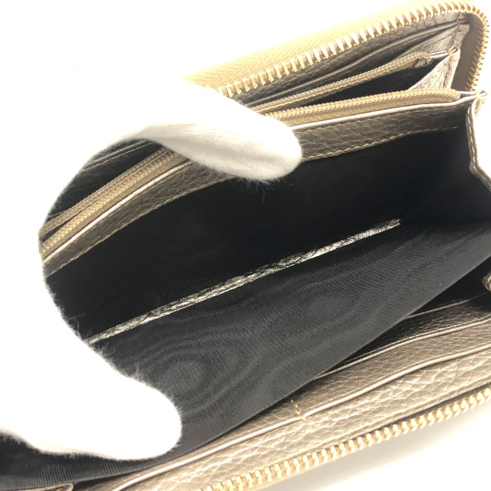 GUCCI Long Wallet Purse 307984 leather Champagne Gold Bamboo Continental wallet Women Used