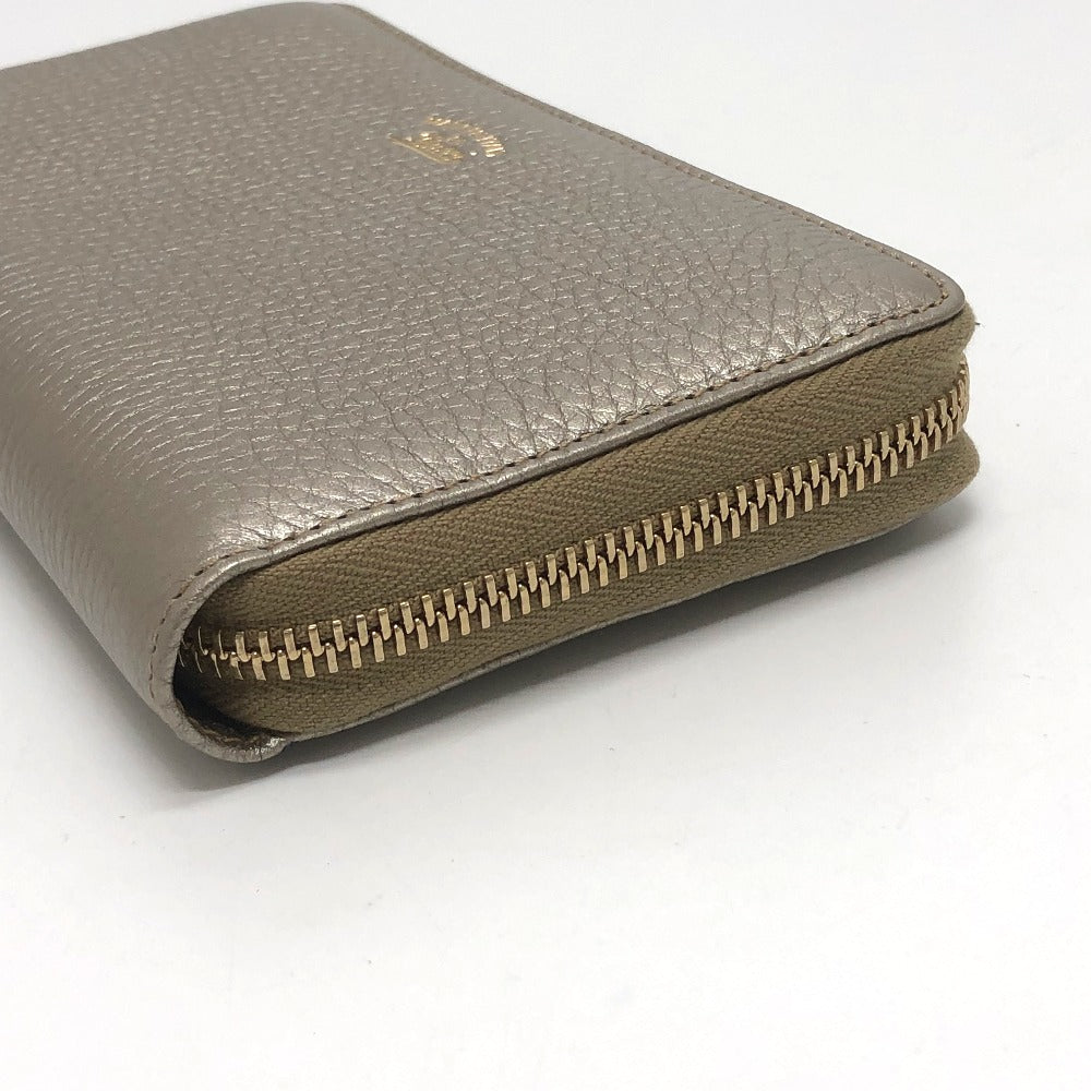 GUCCI Long Wallet Purse 307984 leather Champagne Gold Bamboo Continental wallet Women Used