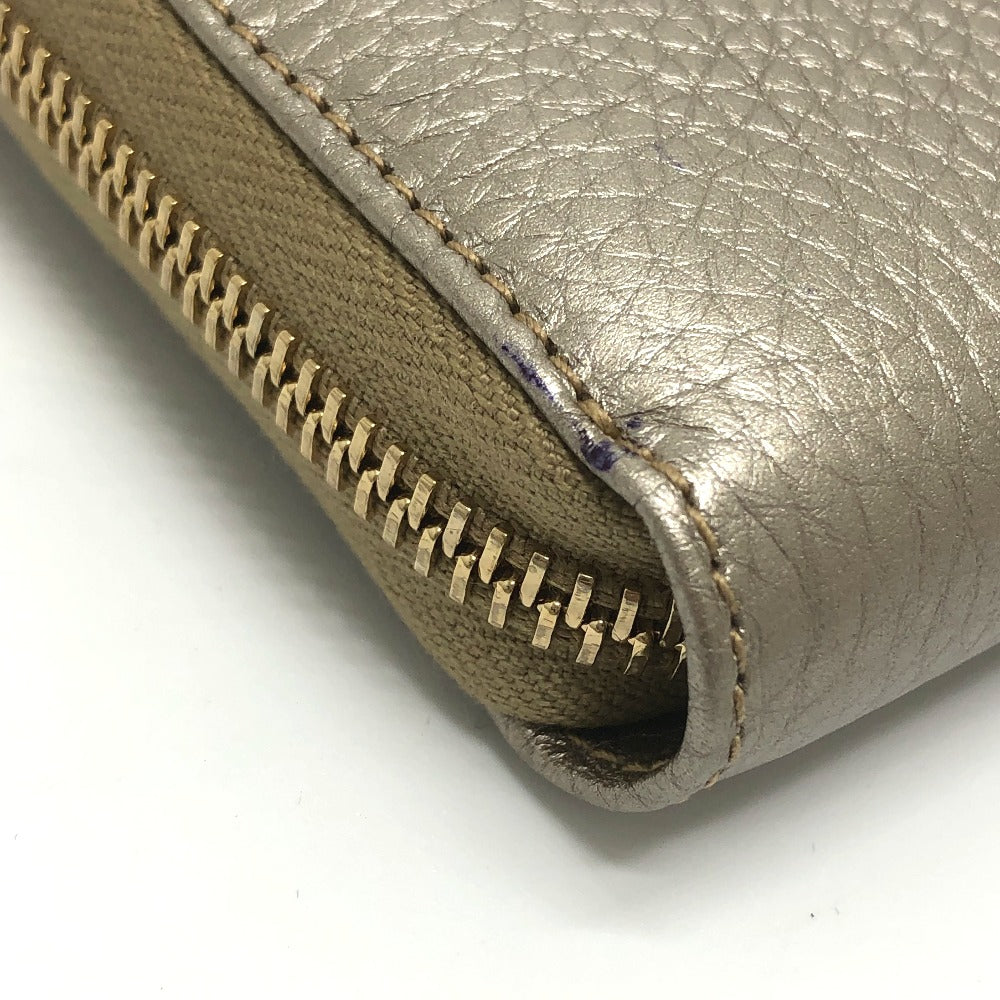 GUCCI Long Wallet Purse 307984 leather Champagne Gold Bamboo Continental wallet Women Used