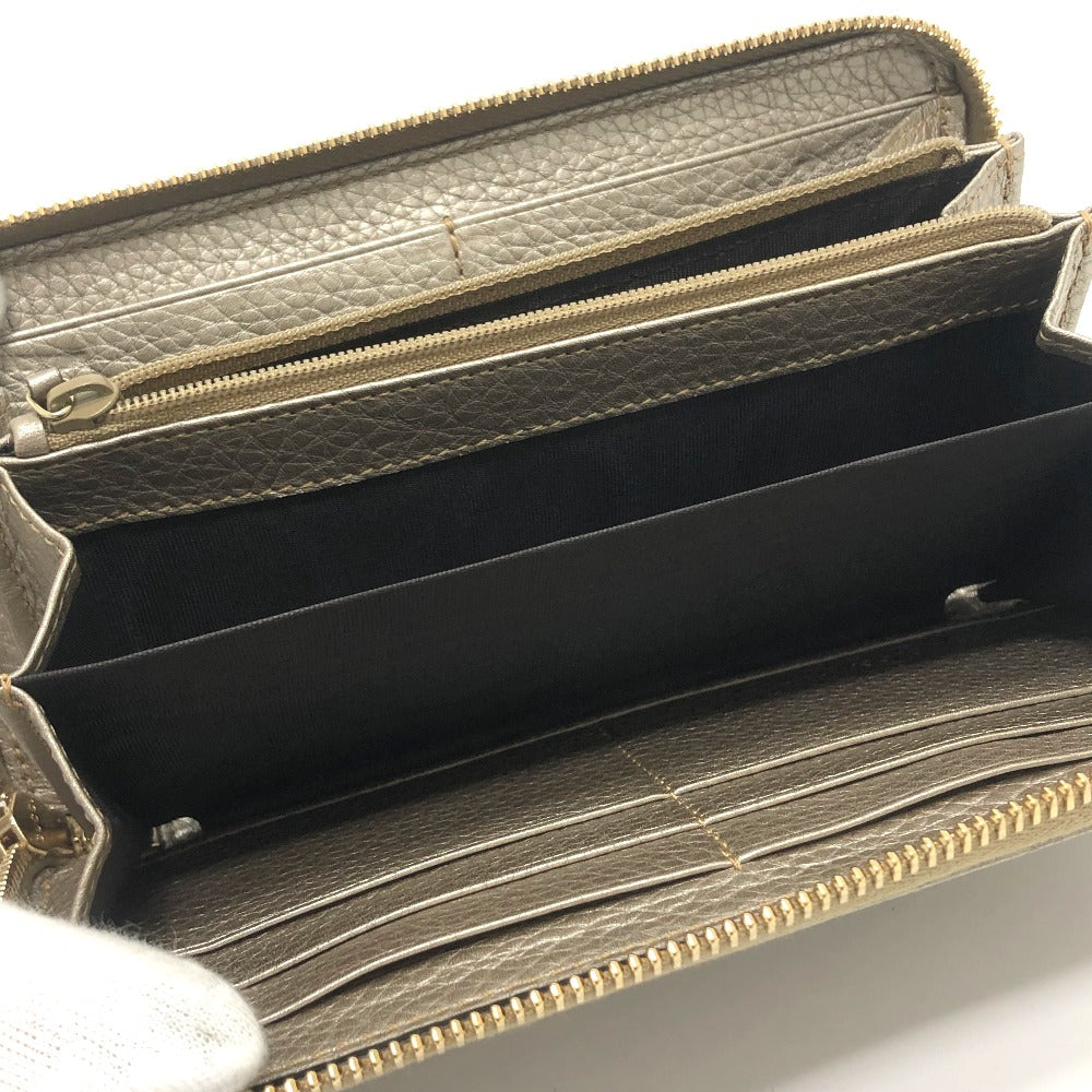 GUCCI Long Wallet Purse 307984 leather Champagne Gold Bamboo Continental wallet Women Used