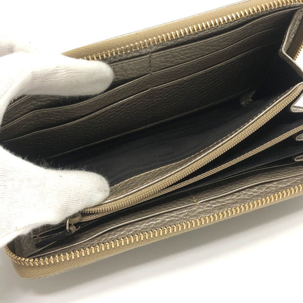GUCCI Long Wallet Purse 307984 leather Champagne Gold Bamboo Continental wallet Women Used