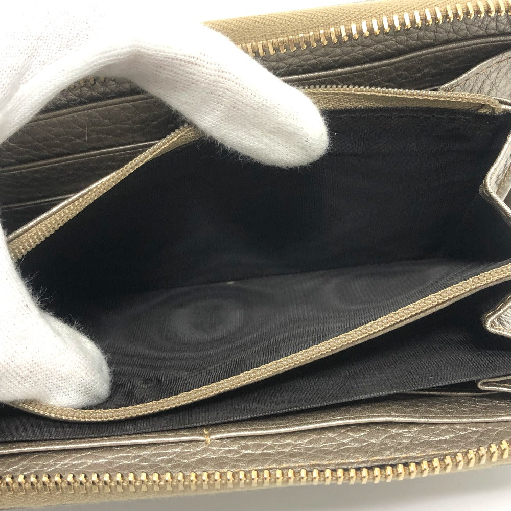 GUCCI Long Wallet Purse 307984 leather Champagne Gold Bamboo Continental wallet Women Used