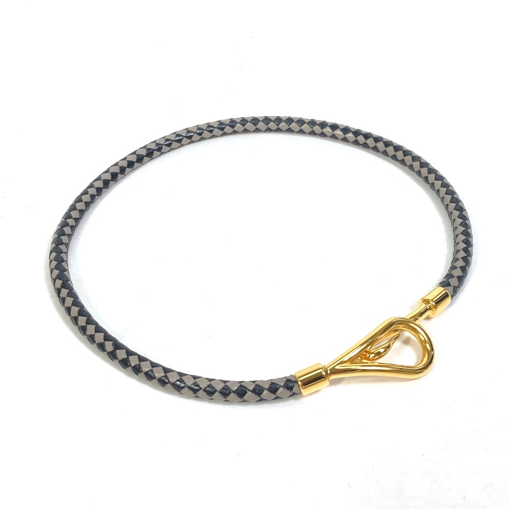 HERMES bracelet leather Black Grey Accessories Jumbo bracelet Women Used